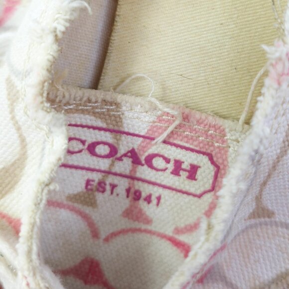 Women's Coach Pink & Cream Monogram Canvas Sneakers - Picture 5 of 7